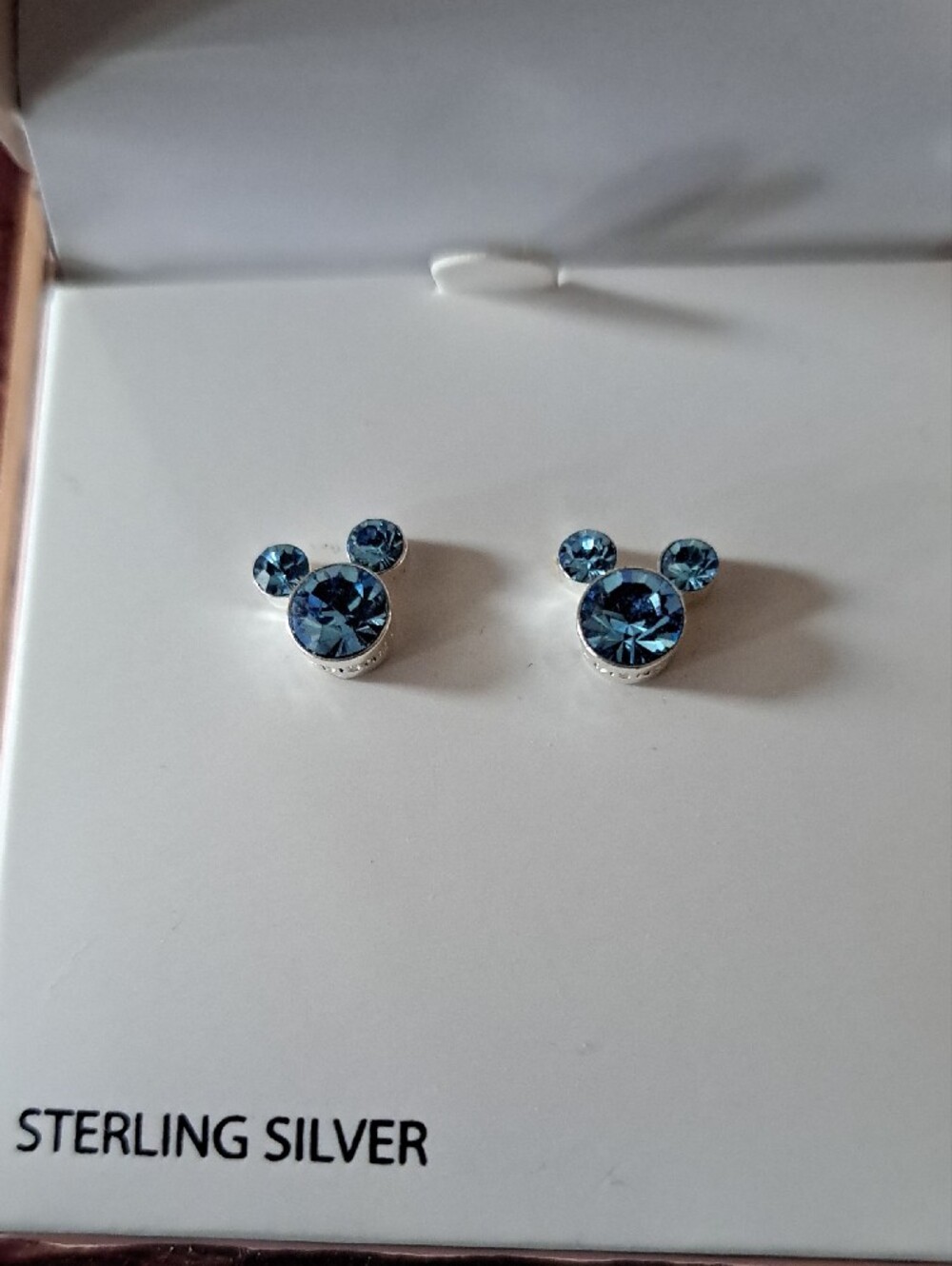 Disney Sterling Silver Mickey Blue Crystal Stud Earrings